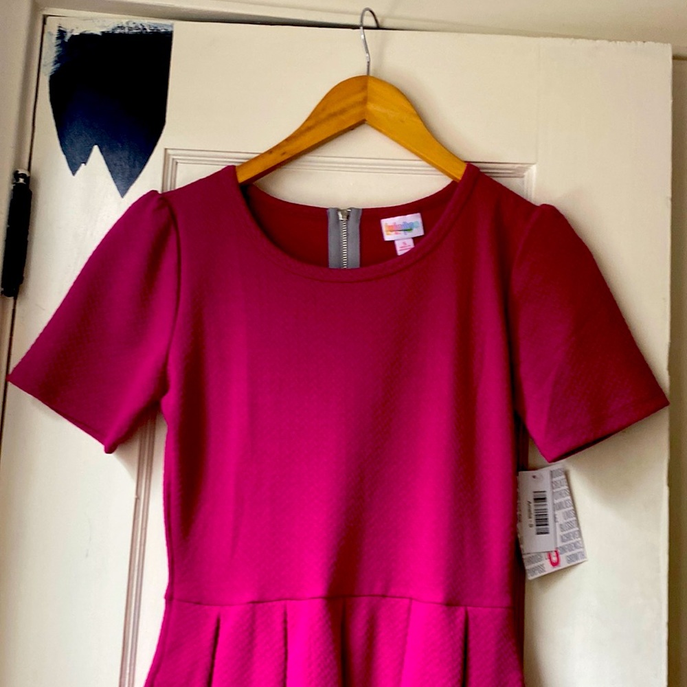 LuLaRoe bright pink midi dress with pockets - brand new never worn